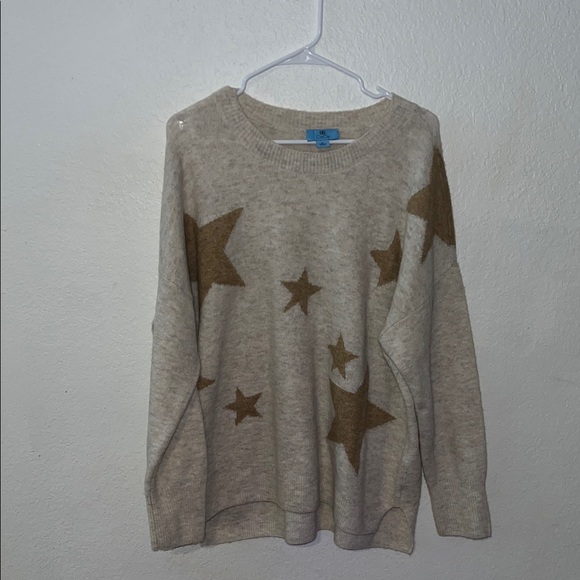 CeCe Beige Star Pattern Sweater - Picture 4 of 5